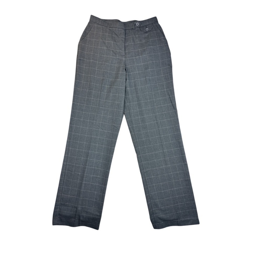 Investments Women's Trousers 10L Gray Tan Windowpane Straight Leg Career Pants